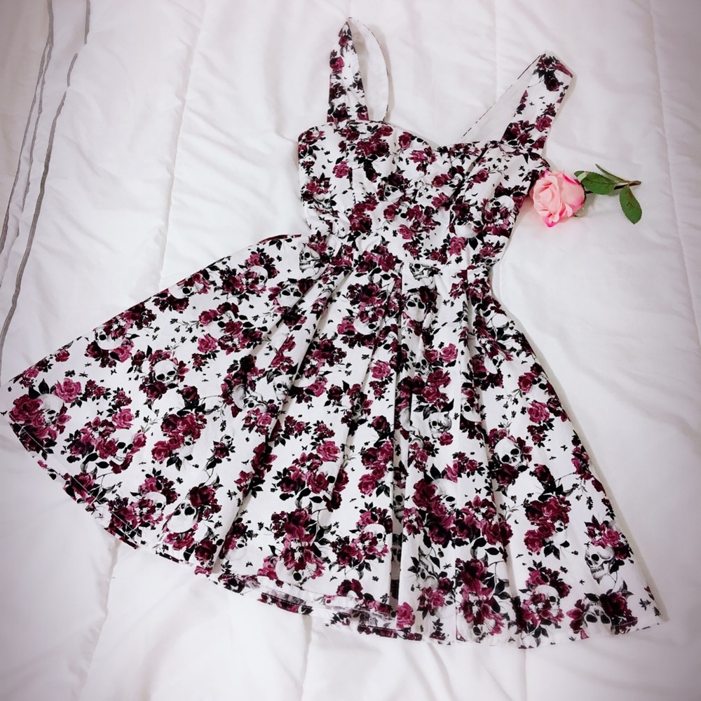 👗 Purple Flowers & Skulls Dress